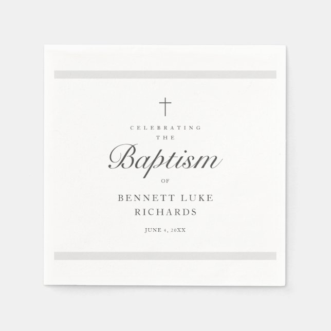 Servilleta De Papel Elegancia moderna Niños o Chicas Baptism Napkins (Anverso)
