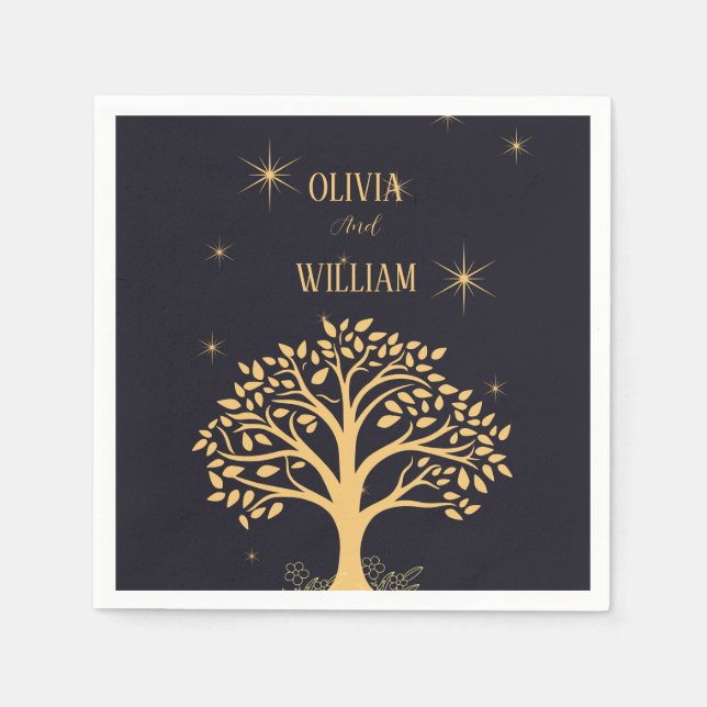 Servilleta De Papel Elegancia nocturna: Boda azul oscuro (Anverso)