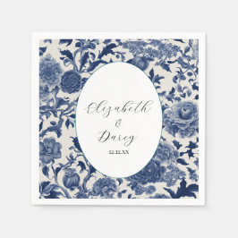 Servilleta De Papel Elegancia porcelana: Boda Floral Azul