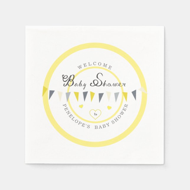 Servilleta De Papel Elegancia Sunny Cute Bunting Baby Shower (Anverso)