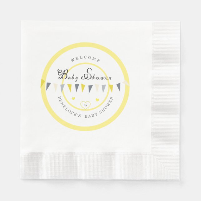 Servilleta De Papel Elegancia Sunny Cute Bunting Baby Shower (Anverso)