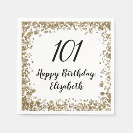 Servilleta De Papel Elegant 101st Birthday Napkins With Gold Sequins