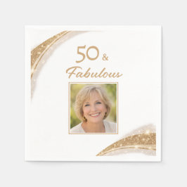 Servilleta De Papel Elegant 50 & Fabulous Gold Photo Birthday Party