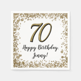 Servilleta De Papel Elegant 70th Birthday Napkins Gold and Black