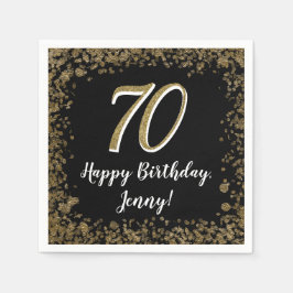 Servilleta De Papel Elegant 70th Birthday Napkins Gold and Black