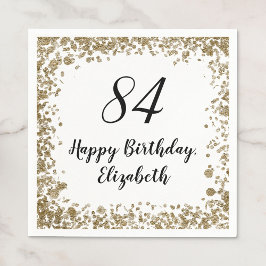 Servilleta De Papel Elegant 84th Birthday Napkins With Gold Sequins