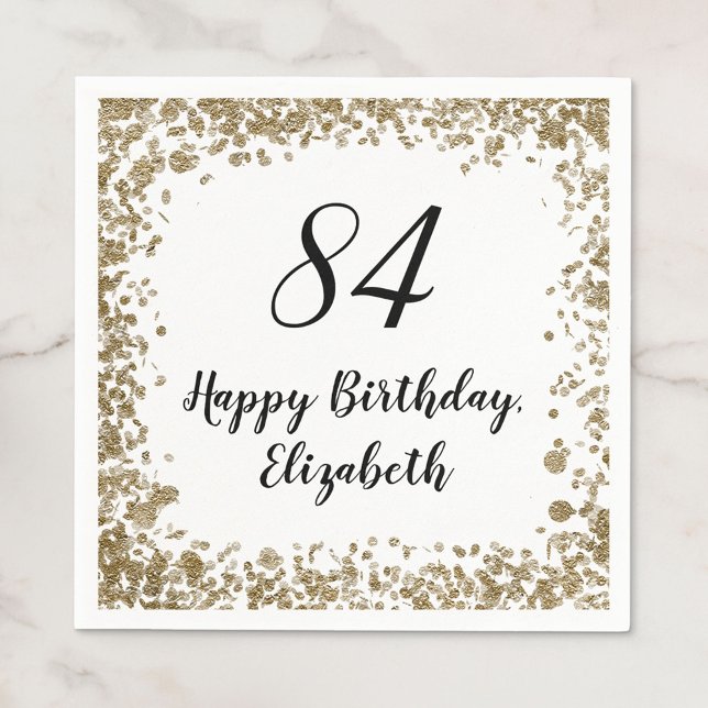 Servilleta De Papel Elegant 84th Birthday Napkins With Gold Sequins (Subido por el creador)