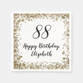 Servilleta De Papel Elegant 88th Birthday Napkins With Gold Sequins