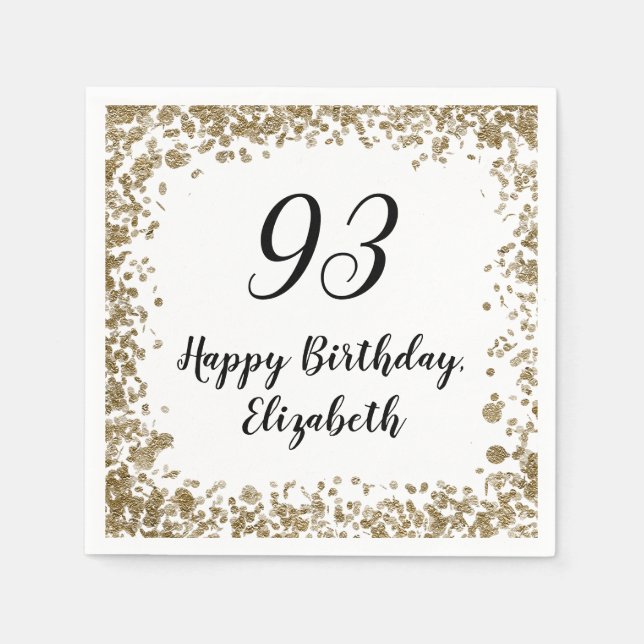 Servilleta De Papel Elegant 93rd Birthday Napkins With Gold Sequins (Anverso)