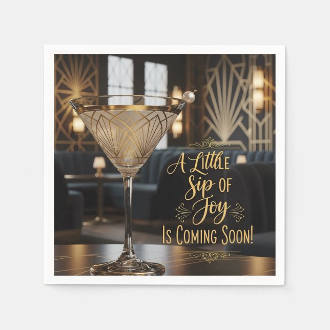 Servilleta De Papel Elegant  A Little Sip of Joy Comming Soon (Anverso)