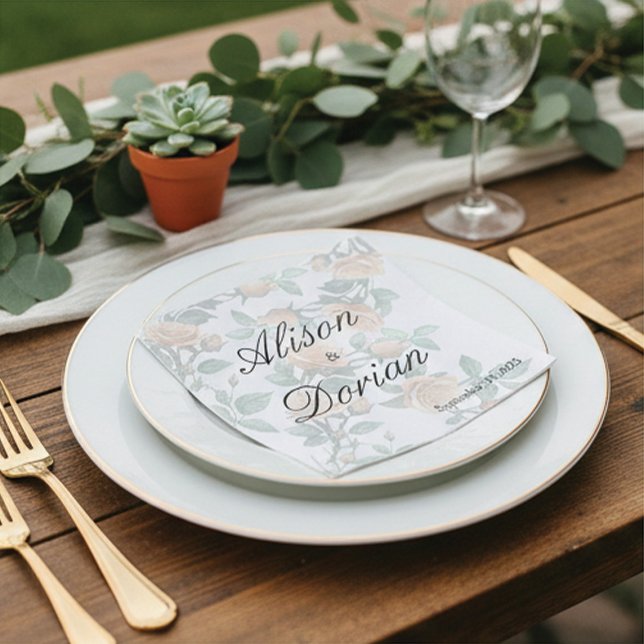 Servilleta De Papel Elegant Apricot Orange Rose Wedding Paper (Subido por el creador)