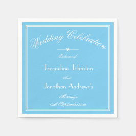 Servilleta De Papel Elegant Aqua Blue & White Script Paper Wedding