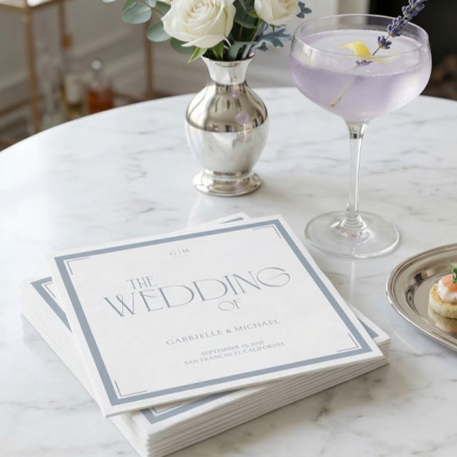Servilleta De Papel Elegant Art Deco Wedding Dusty Blue  (Subido por el creador)