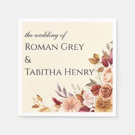 Servilleta De Papel Elegant Autumn Watercolor Floral Wedding
