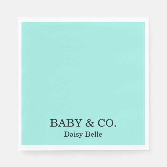 Servilleta De Papel Elegant Baby & Co Black Teal Baby Shower (Anverso)