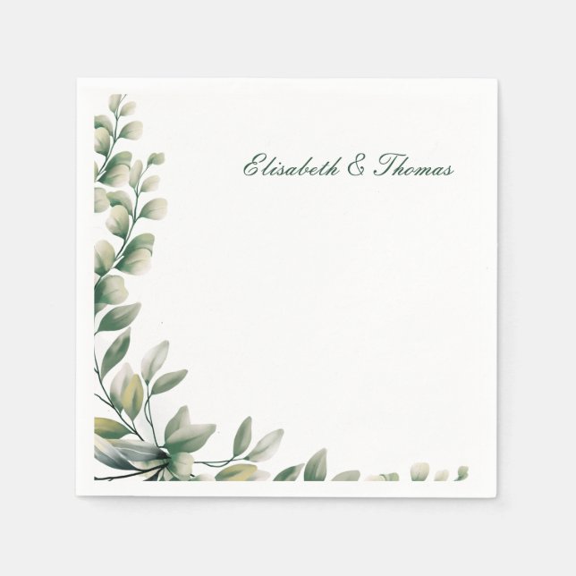 Servilleta De Papel Elegant background eucalyptus leaves wedding (Anverso)