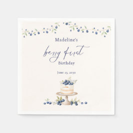 Servilleta De Papel Elegant Berry First Blueberry Birthday Party