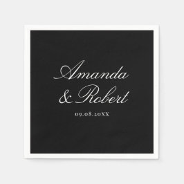 Servilleta De Papel Elegant Black and White Calligraphy Wedding