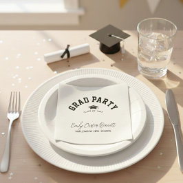 Servilleta De Papel Elegant Black and White Grad Hat Graduation 