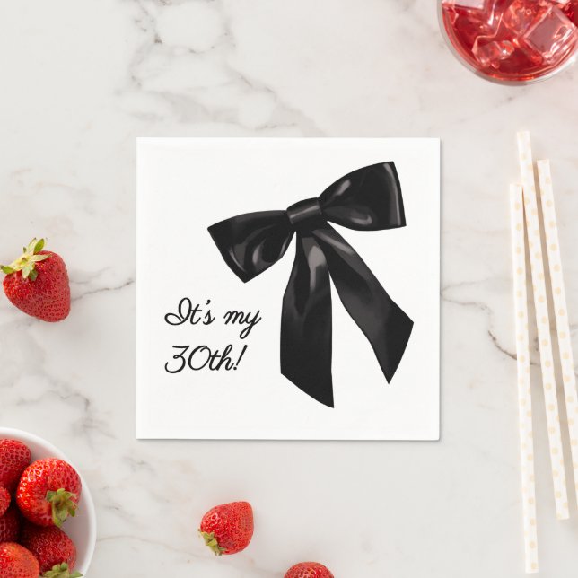 Servilleta De Papel Elegant Black Bow Birthday Party Napkins (In situ)