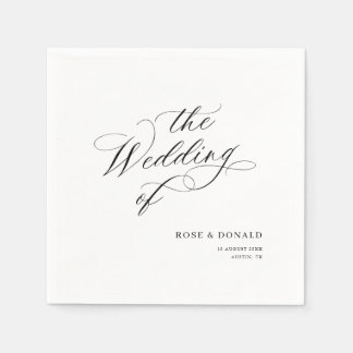 Servilleta De Papel Elegant black calligraphy wedding