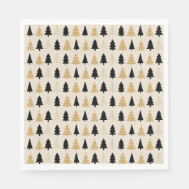 Servilleta De Papel Elegant Black & Gold Christmas Tree