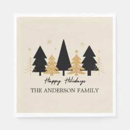 Servilleta De Papel Elegant Black & Gold Christmas Tree