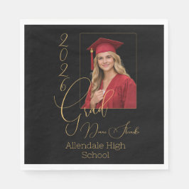 Servilleta De Papel Elegant Black & Gold Graduation