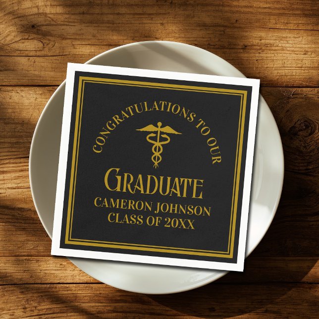 Servilleta De Papel Elegant Black Gold Medical School Graduation Party (Subido por el creador)