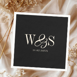 Servilleta De Papel Elegant black initial wedding couples