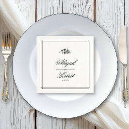 Servilleta De Papel Elegant black, white branch triple border wedding