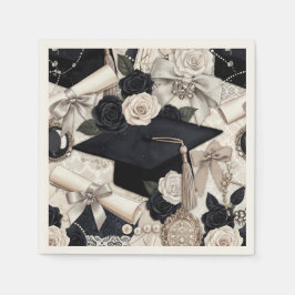 Servilleta De Papel Elegant Black White Graduation Party Napkin