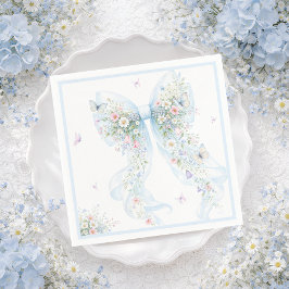 Servilleta De Papel Elegant Blue Bow Butterfly Baby Shower