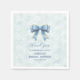 Servilleta De Papel Elegant Blue Bow Engagement Party Invitation