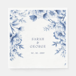 Servilleta De Papel Elegant Blue Chinoiserie Floral Botanical Wedding