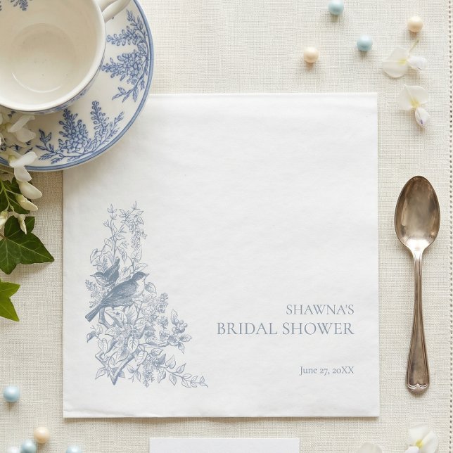 Servilleta De Papel Elegant Blue Chinoiserie Nature Bird Bridal Shower (Subido por el creador)