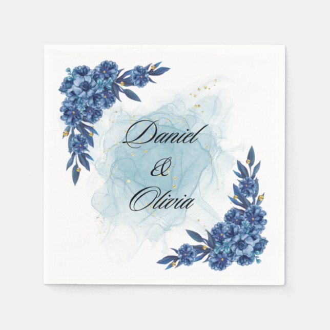 Servilleta De Papel "Elegant Blue Flower Napkins for Your Special Day" (Anverso)