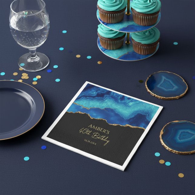 Servilleta De Papel Elegant Blue Gold Abstract Marble Design (Subido por el creador)