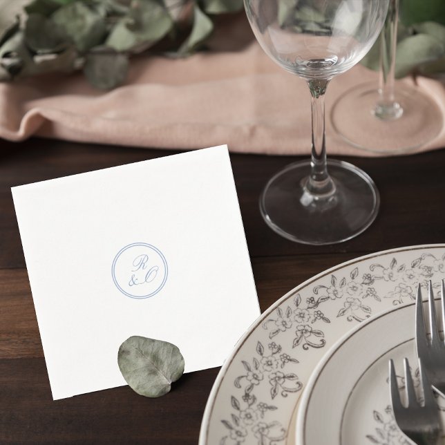 Servilleta De Papel Elegant Blue Monogram Wedding Cocktail Napkin (Subido por el creador)