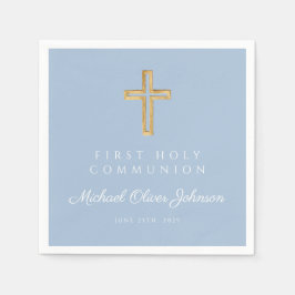 Servilleta De Papel Elegant Blue Religious First Holy Communion