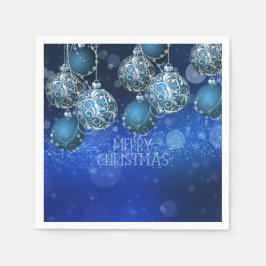 Servilleta De Papel Elegant Blue & Silver Baubles Christmas