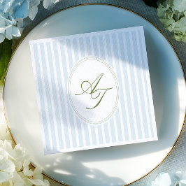 Servilleta De Papel Elegant Blue Stripes Monogram
