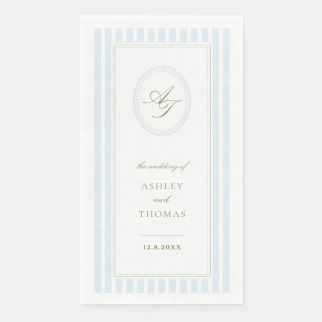 Servilleta De Papel Elegant Blue Stripes Wedding (Anverso)