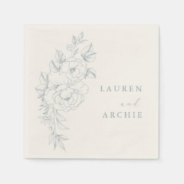 Servilleta De Papel Elegant Blue Vintage Floral Wedding