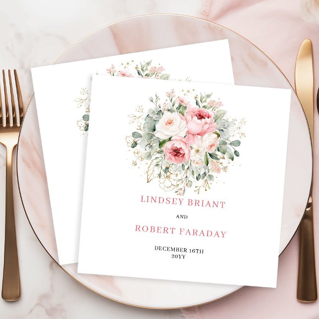 Servilleta De Papel Elegant Boho Blush Rose Gold Wedding Napkins (Elegant Boho Blush Rose Gold Wedding Napkins)