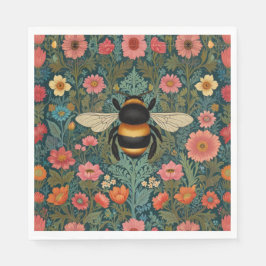 Servilleta De Papel Elegant boho retro bumblebee spring florals