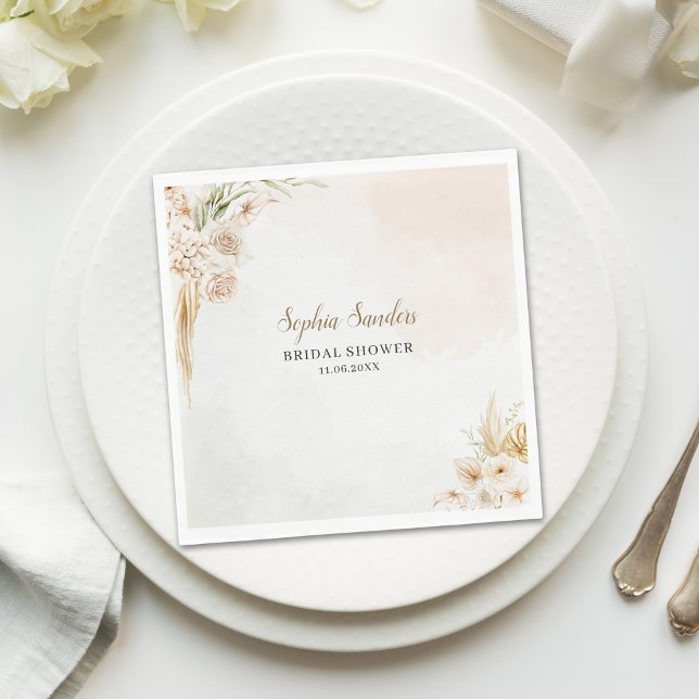 Servilleta De Papel Elegant Boho Style with Beige & Yellow Flowers (Subido por el creador)