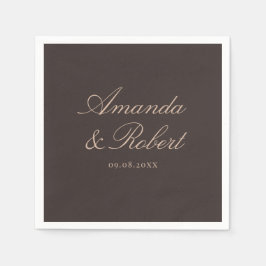 Servilleta De Papel Elegant Brown Calligraphy Wedding