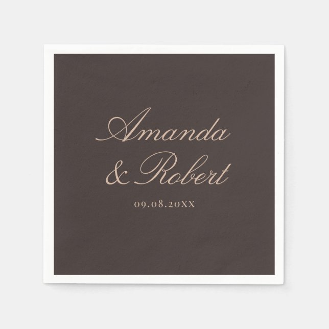 Servilleta De Papel Elegant Brown Calligraphy Wedding (Anverso)