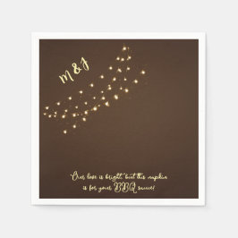 Servilleta De Papel Elegant Brown & Gold String Lights Funny Wedding